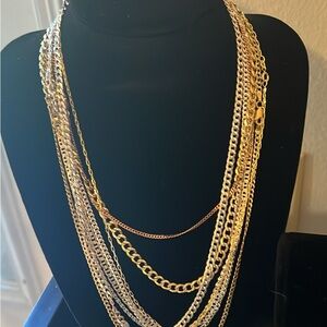 Gold and Silver Multi-Layered Jewelry Necklace